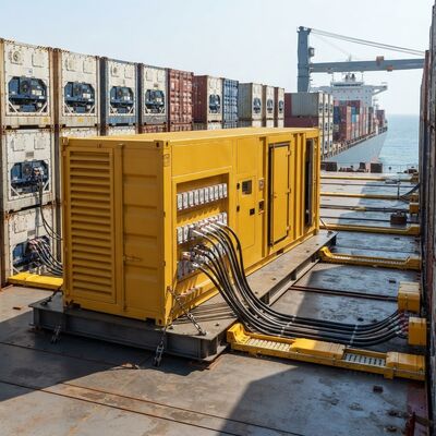 रेफ्रिजरेशन वेसल पावर पैक 20pcs रीफर सॉकेट प्लग जनरेटर 350 kW मरीन टाइप डीजल जेनसेट रीफर कंटेनर के लिए